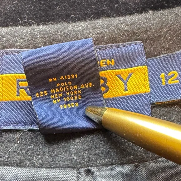 STUNNING vintage Ralph Lauren Rugby Black Long Single-Breasted Tailored Coat - Picture 12 of 16